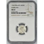 Duchy of Courland, Ernest Johann Biron, Groschen Mitawa 1763 - NGC MS63 - RARE