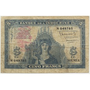 Bank of Indochina, New Hebrides, 5 francs (1944)