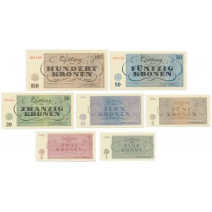 Czechoslovakia (Ghetto Theresienstadt), set 1-100 Krone 1943 (7 pcs.)