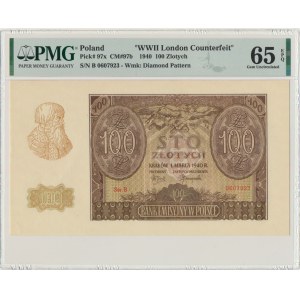 100 złotych 1940 - Fałszerstwo ZWZ - B - PMG 65 EPQ