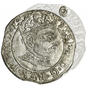 Stefan Batory, Grosz Ryga 1581 - pełna data, przebitka G