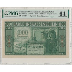 Kowno, 1.000 Mark 1918 - A - 6 digital serial number - PMG 64