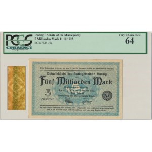 Danzig 5 bilion Mark 1923 - watermark squares - PCGS 64