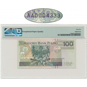 100 złotych 1994 - AA 0004333 - PMG 66 EPQ - niski numer seryjny