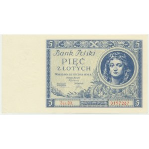 5 złotych 1930 - Ser.BX. 0197287 - ciekawostka