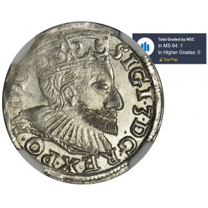 Sigismund III Vasa, 3 Groschen Posen 1592 - NGC MS64