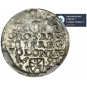 Sigismund III Vasa, 3 Groschen Posen 1592 - NGC MS64