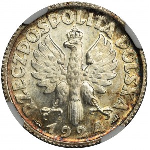 Kobieta i kłosy, 1 złoty Paryż 1924 - NGC MS63 - PIĘKNA