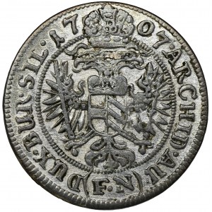 Silesia, Habsburg rule, Joseph I, 3 Kreuzer Breslau 1707 FN - UNLISTED