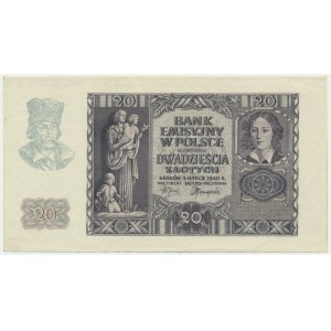 20 złotych 1940 - papier biały - bez oznaczenia serii i numeracji