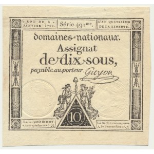 France, Assginat, 10 Sous 1792