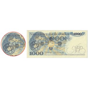 Destrukt, 1.000 złotych 1982 - FB - lustrzane odbicie awersu na rewersie