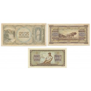 Yugoslavia, set 100-1000 dinars 1946 (3 pcs.)