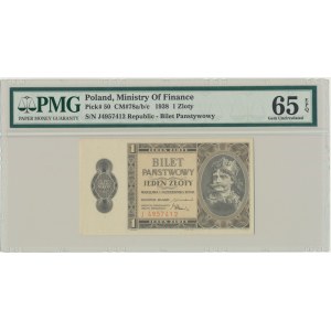 1 złoty 1938 - J - PMG 65 EPQ - BARDZO RZADKIE