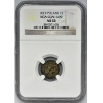 Sigismund III Vasa, Schilling Riga 1619 - NGC AU53