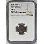 Sigismund III Vasa, Schilling Riga 1615 - NGC AU55