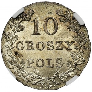 Powstanie Listopadowe, 10 groszy Warszawa 1831 KG - NGC MS63 - łapy orła zgięte