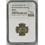 November Uprising, 10 groschen Warsaw 1831 KG - NGC MS63