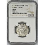 August II Mocny, 1/12 Talara (dwugrosz) Lipsk 1713 EPH - NGC MS64 - PIĘKNY