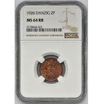 Free City of Danzig, 2 pfennige 1926 - NGC MS64 RB