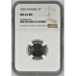 Free City of Danzig, 1 pfennig 1937 - NGC MS64 BN