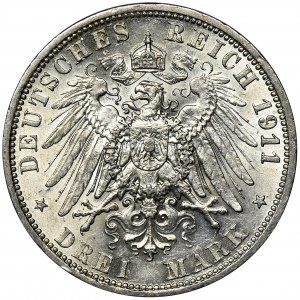 Niemcy, Królestwo Prus, Wilhelm II, 3 Marki Berlin 1911 A
