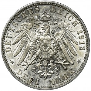 Germany, Kingdom of Prussia, Wilhelm II, 3 Mark Berlin 1912 A