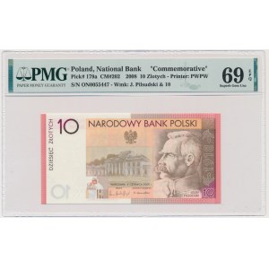 10 złotych 2008 - 90. Rocznica Odzyskania Niepodległości - PMG 69 EPQ