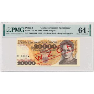 20.000 złotych 1989 - WZÓR - A 0000000 No.1355 - PMG 64 EPQ