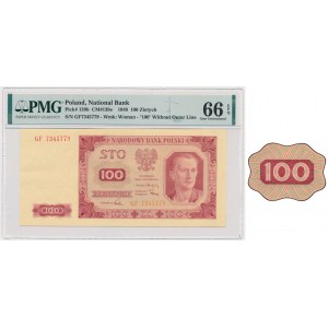 100 złotych 1948 - GM - PMG 66 EPQ - bez ramki