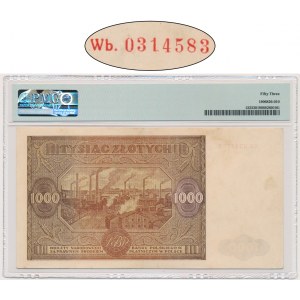 1.000 złotych 1946 - Wb z kropką - PMG 53 - rzadka seria zastępcza