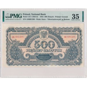 500 złotych 1944 ...owym - AM - PMG 35
