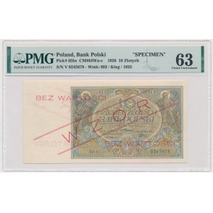 10 złotych 1926 - WZÓR - Ser.V - PMG 63