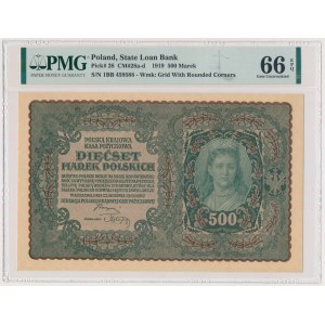500 marek 1919 - I Serja BB - PMG 66 EPQ