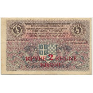 Yugoslavia, 1/2 Dinar 1919 overprint 2 Krune