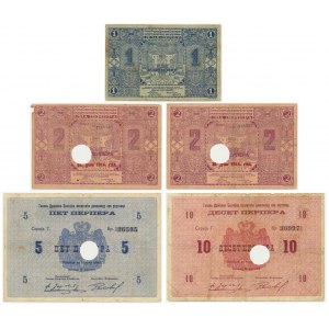 Czarnogóra, zestaw 1-20 perpera 1912-14 (5 szt.)