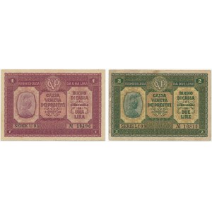 Italy (Venice), group of 1-2 Lire 1918 (2 pcs)