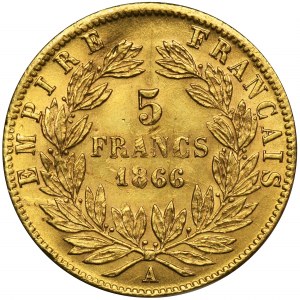 France, Napoleon III, 5 Francs Paris 1866 A