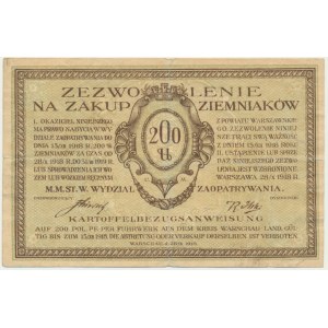 Warszawa, Kartka żywnościowa, Zezwolenie na zakup 200u ziemniaków 1917-1918