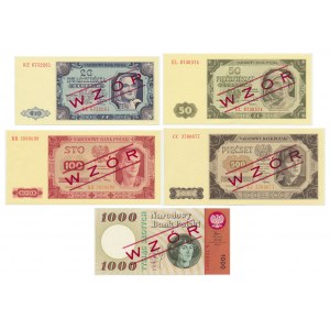 20 - 1.000 złotych (1948-1965) - WZORY - w oryginalnym albumie (5 szt.)
