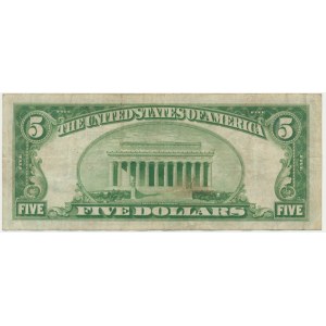 USA, New York District, 5 Dollars 1928 - Woods & Mellon -