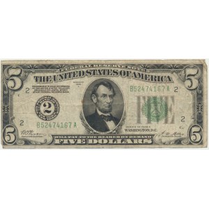 USA, New York District, 5 Dollars 1928 - Woods & Mellon -