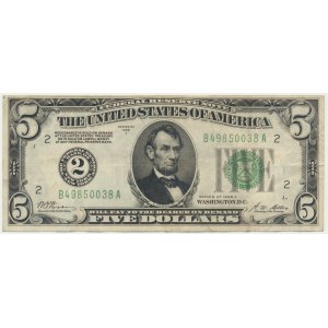USA, Green Seal, 5 Dollars 1928 A - Woods & Mellon