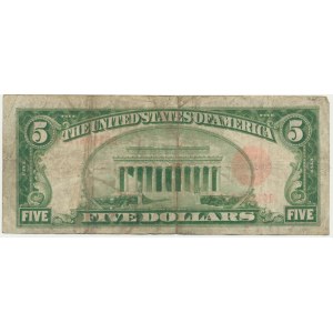 USA, Red Seal, 5 dolarów 1928 - Woods & Mellon -