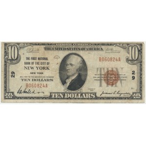 USA, New York State, 10 Dollars 1929 - Jones & Woods -