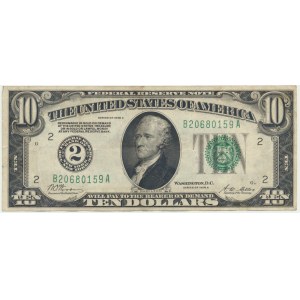 USA, New York District, 10 Dollars 1928 A - Woods & Mellon