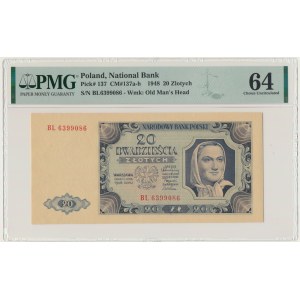 20 złotych 1948 - BL - PMG 64