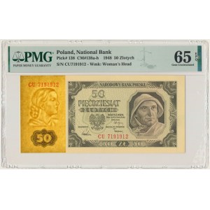 50 złotych 1948 - CU - PMG 65 EPQ - papier prążkowany