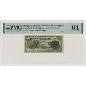 Paragwaj, 5 centów 1886 - PMG 64