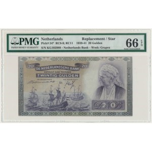 Holandia, 20 guldenów 1941 - PMG 66 EPQ - seria zastępcza